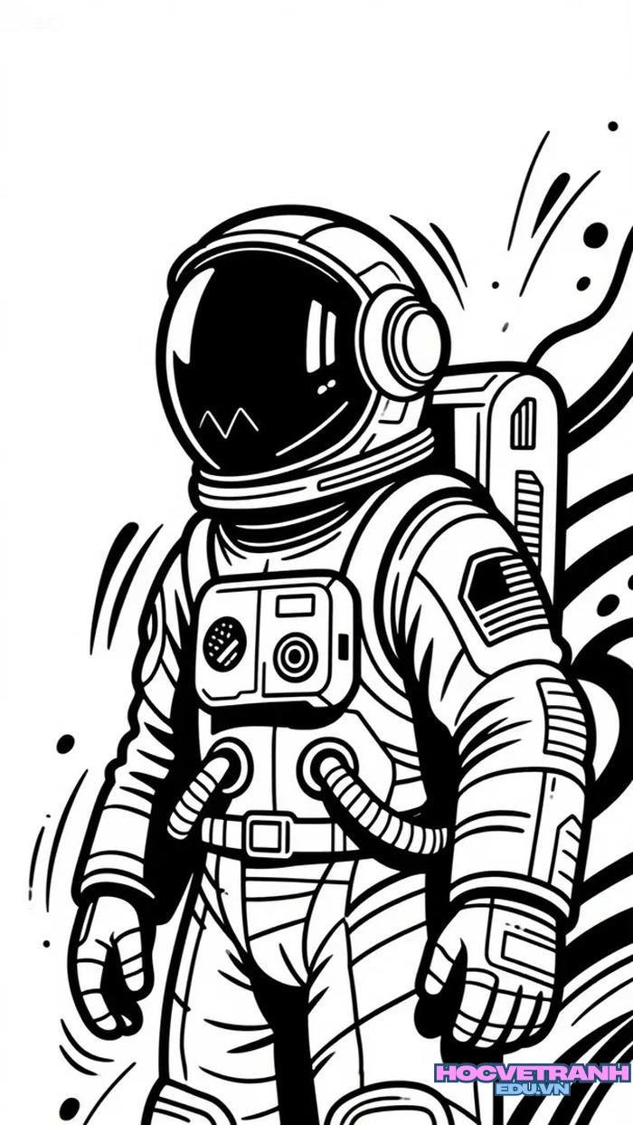 vẽ phi hành gia đen trắng