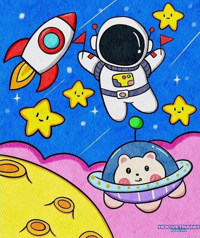 vẽ phi hành gia lơ lửng