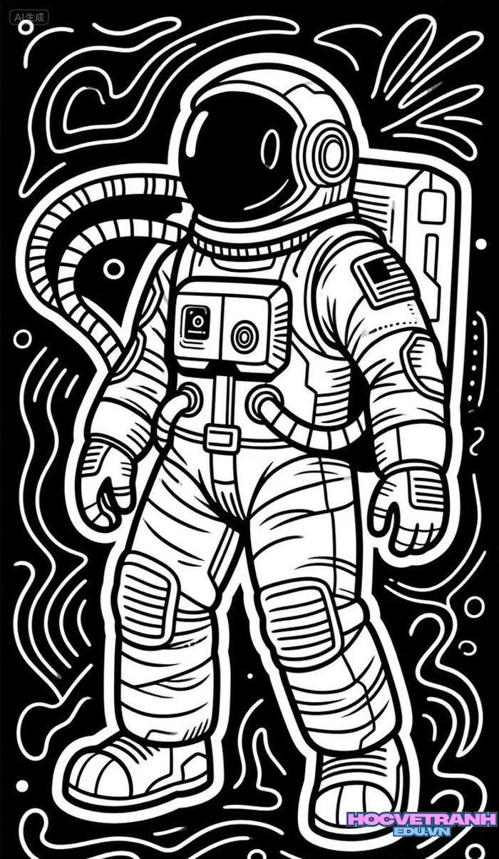 vẽ phi hành gia ngồi chơi