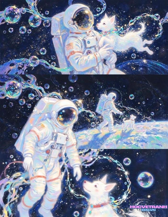 vẽ phi hành gia sáng tạo