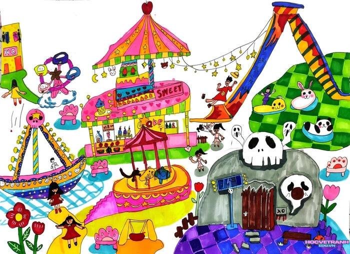 vẽ sân chơi màu sáp