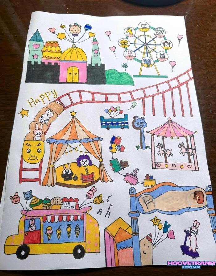 vẽ sân chơi trường em