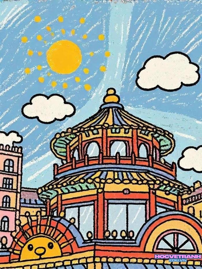 vẽ sân chơi và cầu trượt