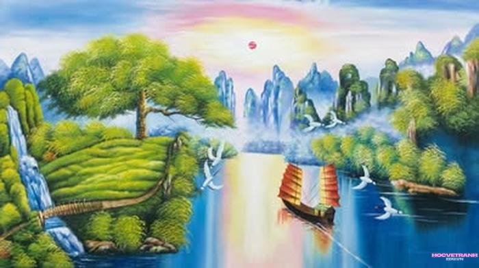 vẽ sơn dầu núi rừng