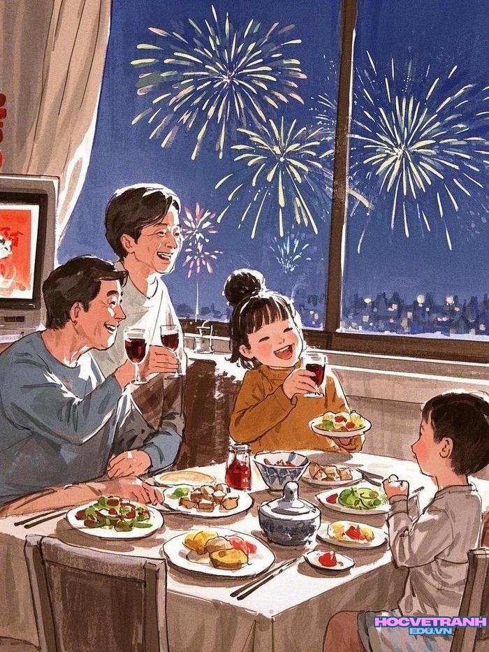 vẽ sum họp lễ hội