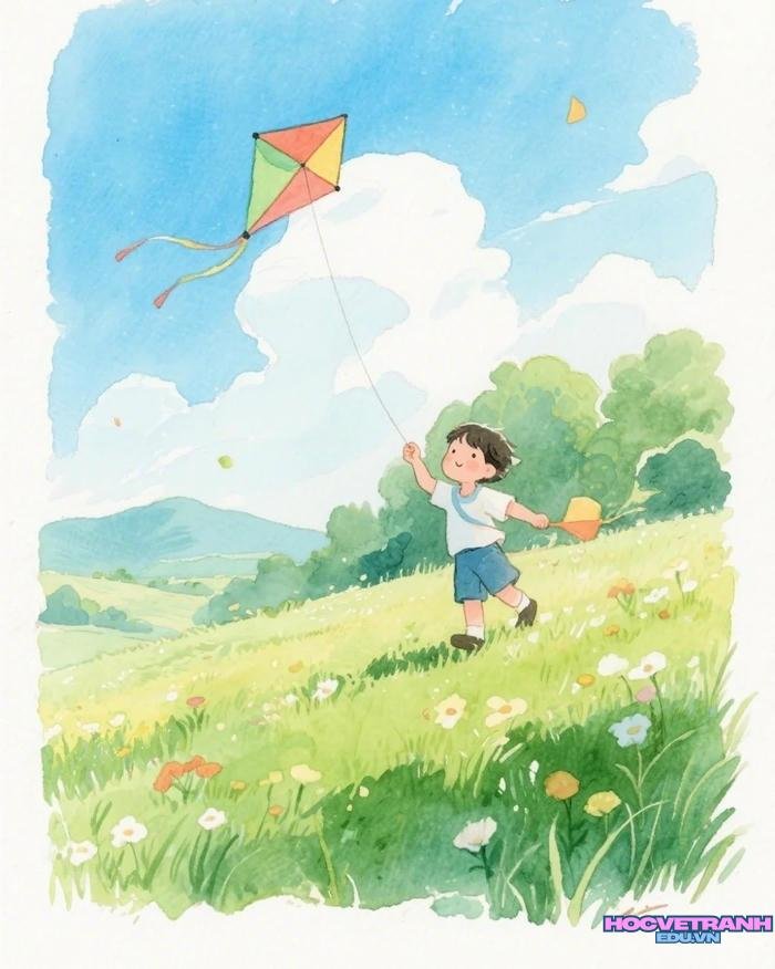 vẽ thả diều mùa hè