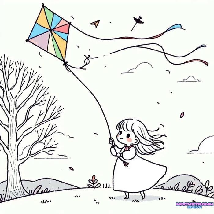 vẽ thả diều trên đê