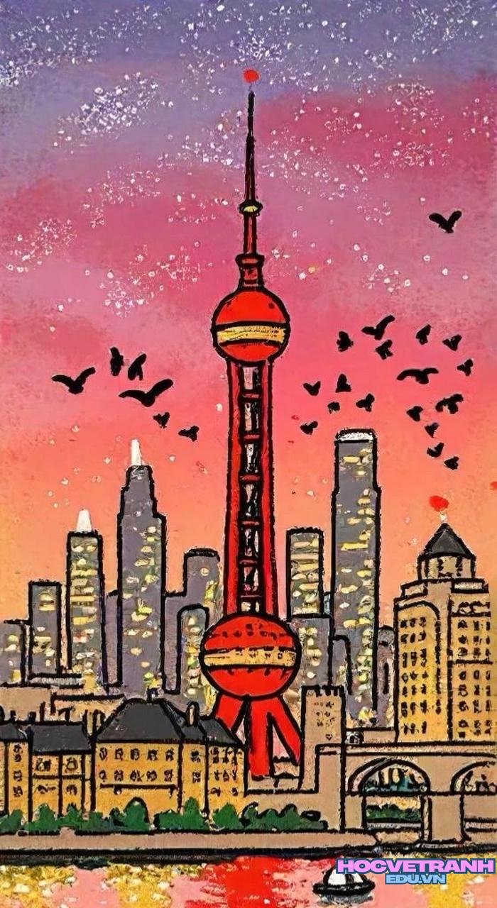 vẽ thành phố rạng rỡ