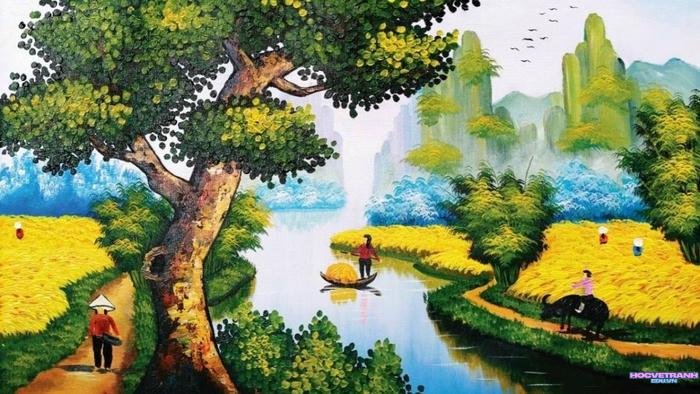 vẽ thiên nhiên màu sáp