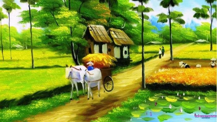 vẽ thiên nhiên xanh mát