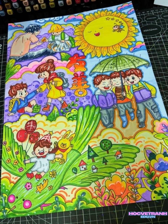 vẽ thiếu nhi dưới nắng