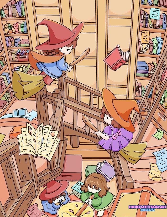 vẽ thư viện rực rỡ