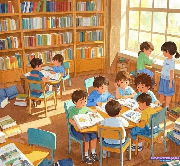 vẽ thư viện tối giản