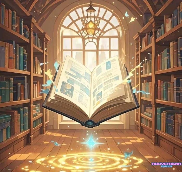 vẽ thư viện và bé