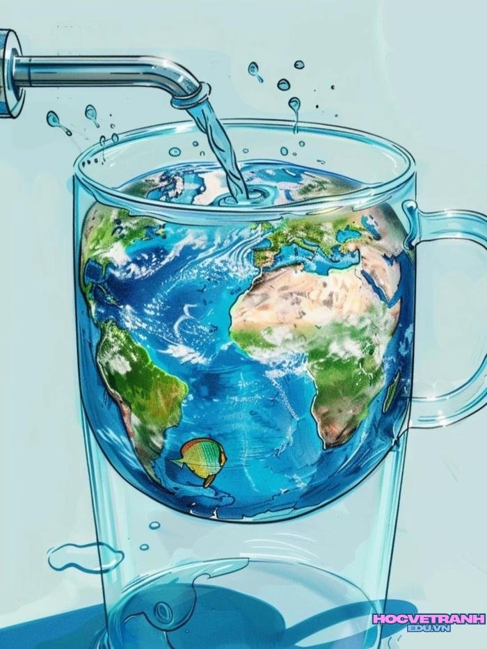 vẽ tiết kiệm nước nghệ thuật