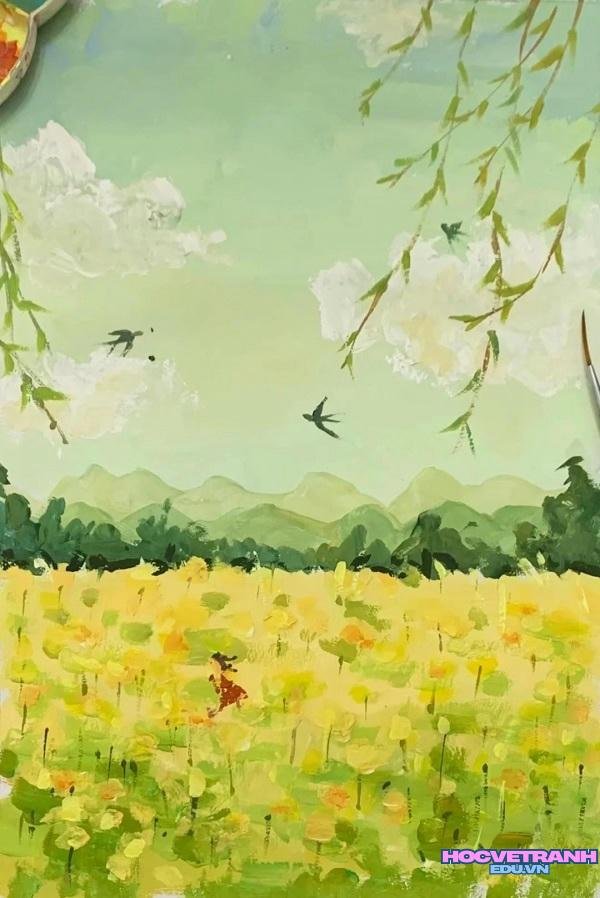 vẽ tranh bãi biển mùa hè