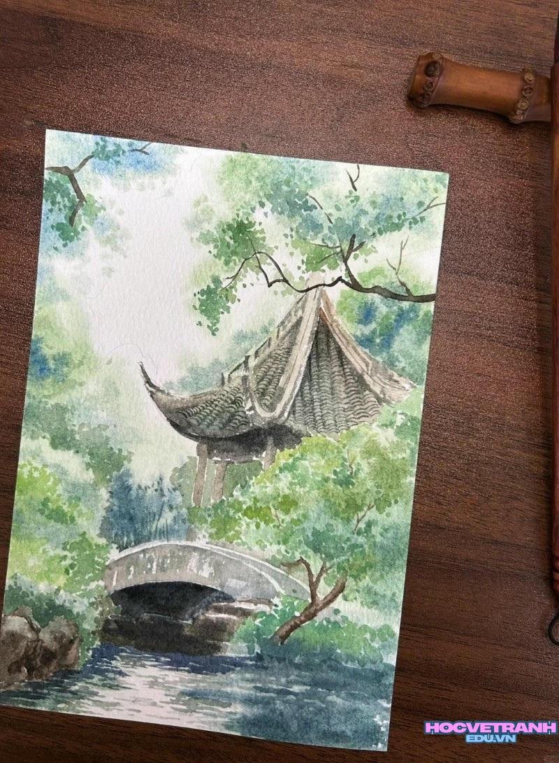 vẽ tranh bằng màu nước