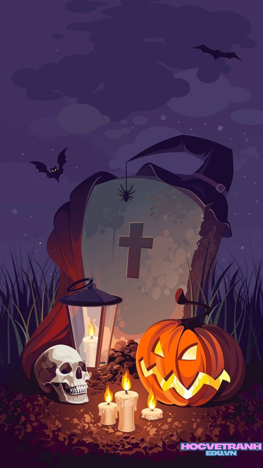 ve tranh bi ngo halloween vui.