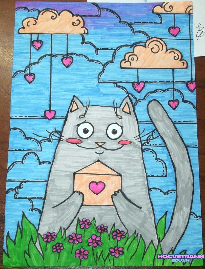 ve tranh cute vui ve.