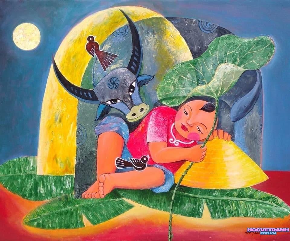 ve tranh dan gian dep.