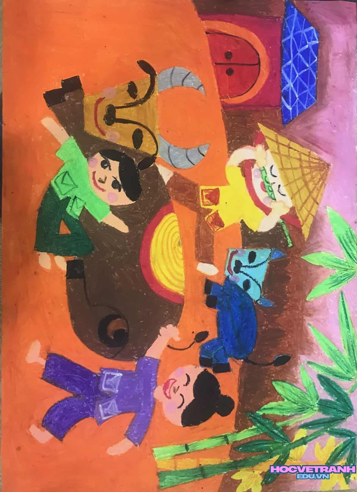 ve tranh dan gian dong.