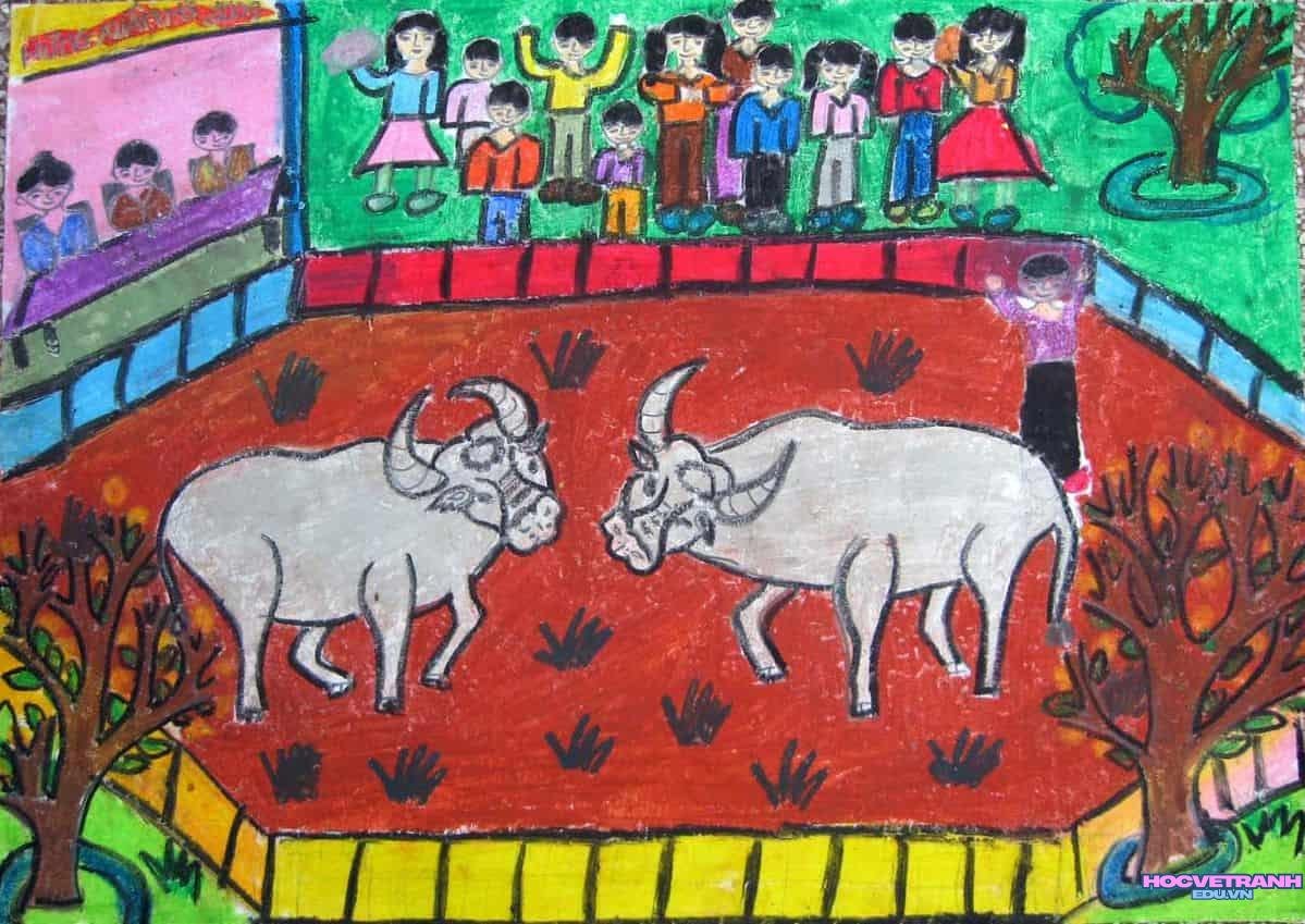 ve tranh dan gian tet.