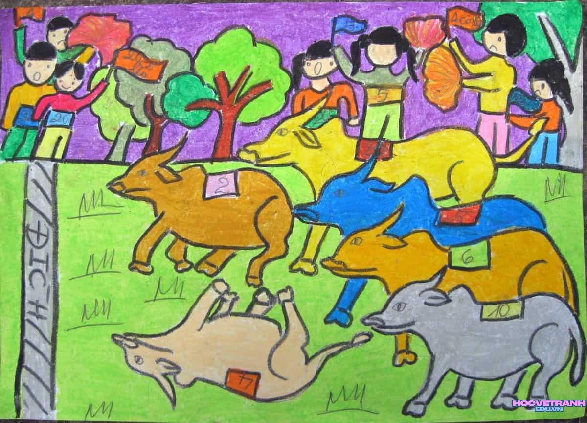 ve tranh dan gian vui.