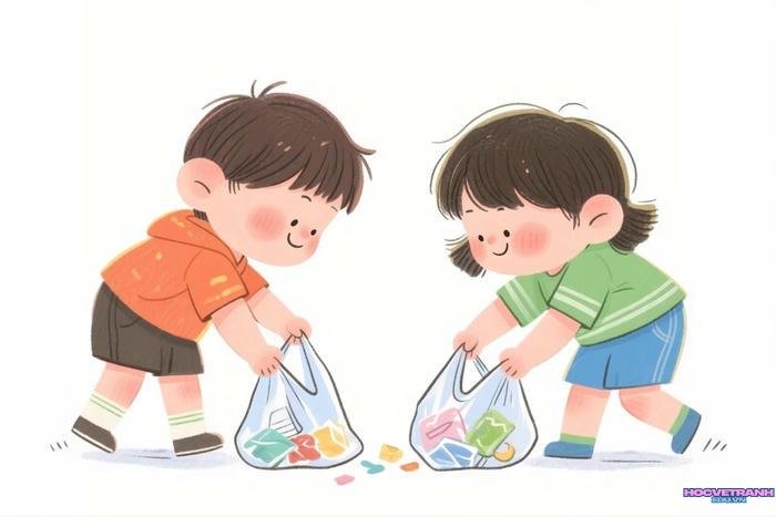 vẽ tranh dọn vệ sinh