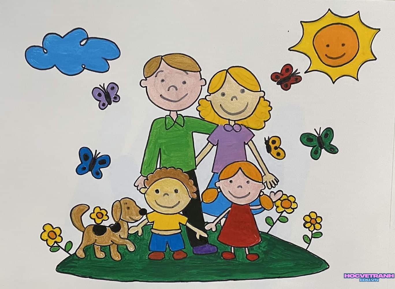 vẽ tranh gia đình ấm áp