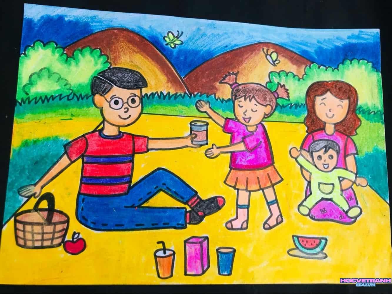 vẽ tranh gia đình bên nhau