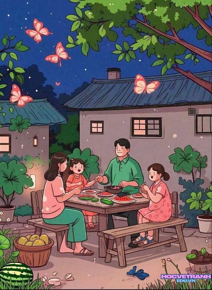 vẽ tranh gia đình cực đáng yêu