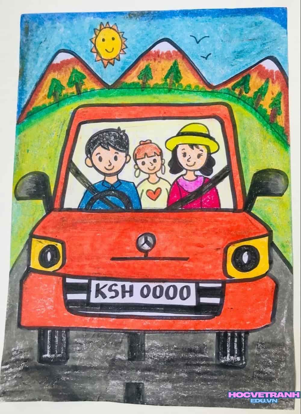 vẽ tranh gia đình đẹp xinh