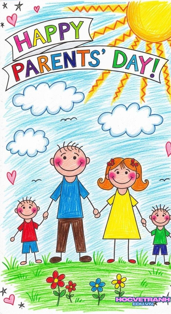 vẽ tranh gia đình đẹp