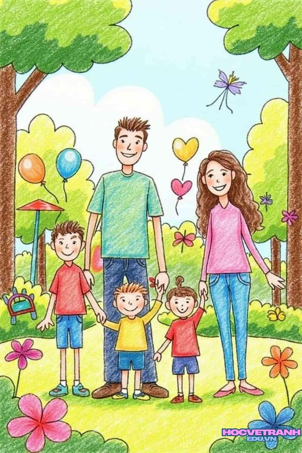 vẽ tranh gia đình hạnh phúc