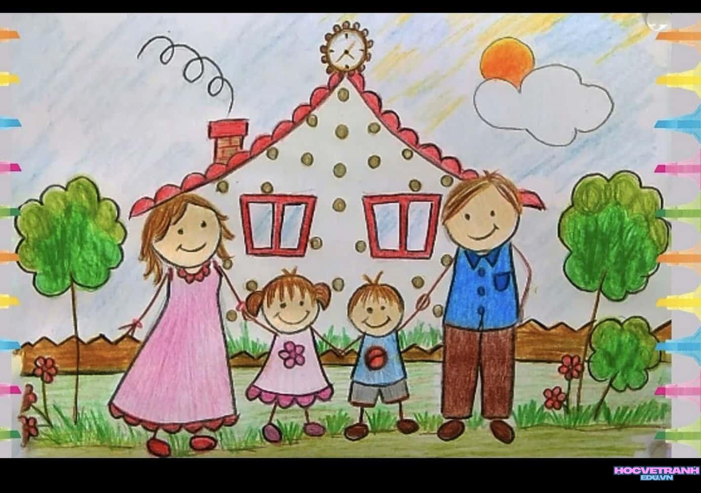 vẽ tranh gia đình ngày tết