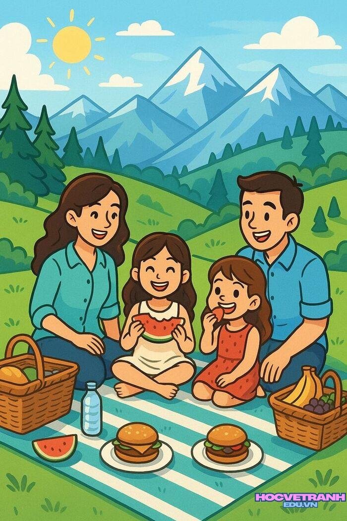 vẽ tranh gia đình siêu đáng yêu