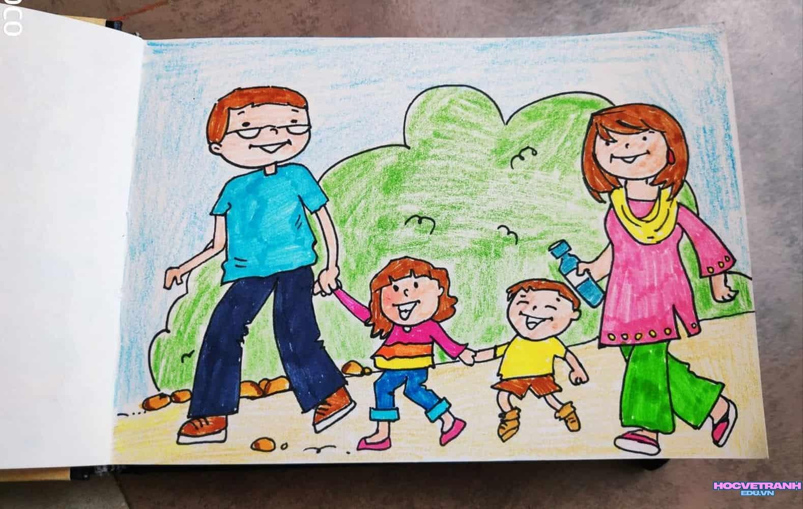 vẽ tranh gia đình sum vầy