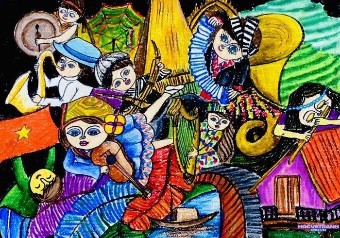 vẽ tranh giỗ tổ hùng vương đẹp xinh