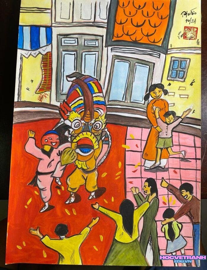 vẽ tranh giỗ tổ hùng vương siêu xinh