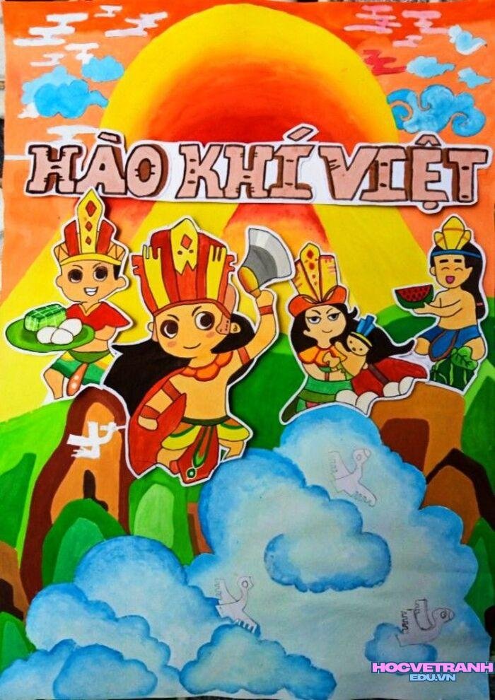 vẽ tranh giỗ tổ hùng vương xinh nhất
