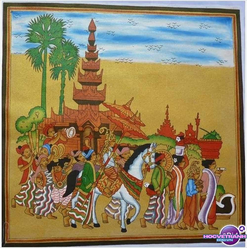 vẽ tranh giỗ tổ lễ hội