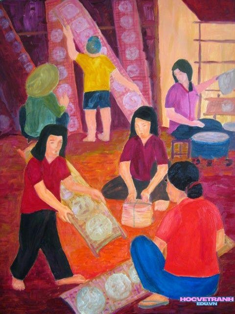 vẽ tranh giỗ tổ truyền thống