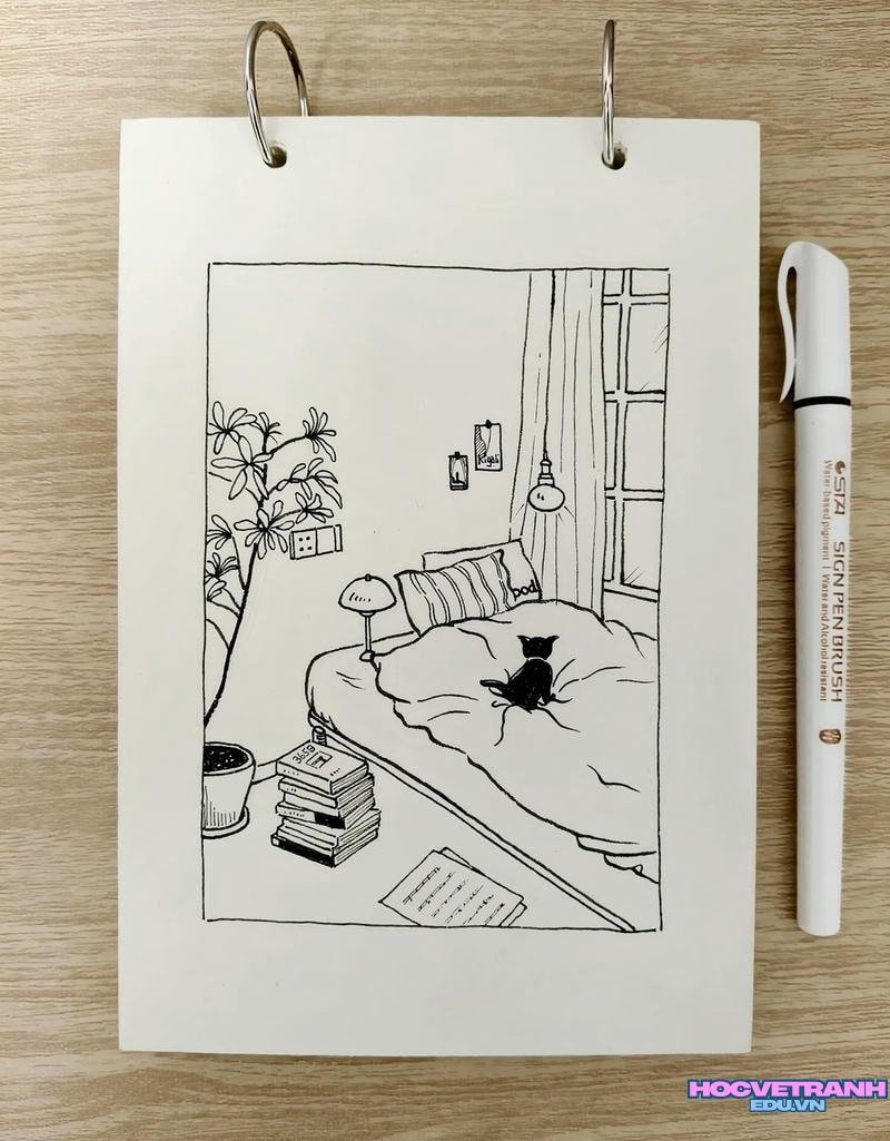 vẽ tranh góc học tập 8k
