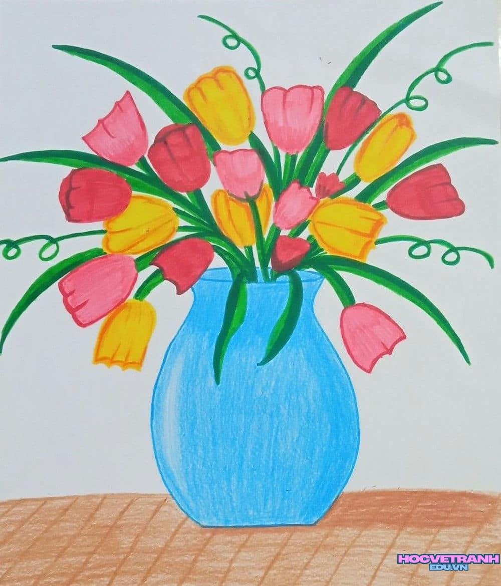 vẽ tranh góc học tập nắp