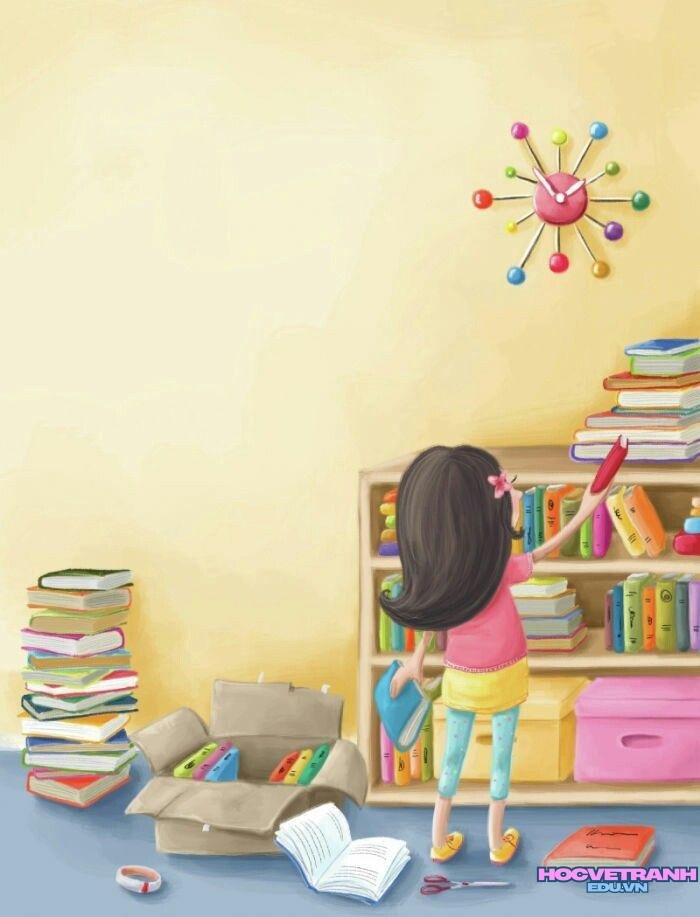 vẽ tranh góc học tập nắp