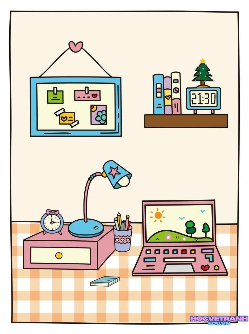 vẽ tranh góc học tập