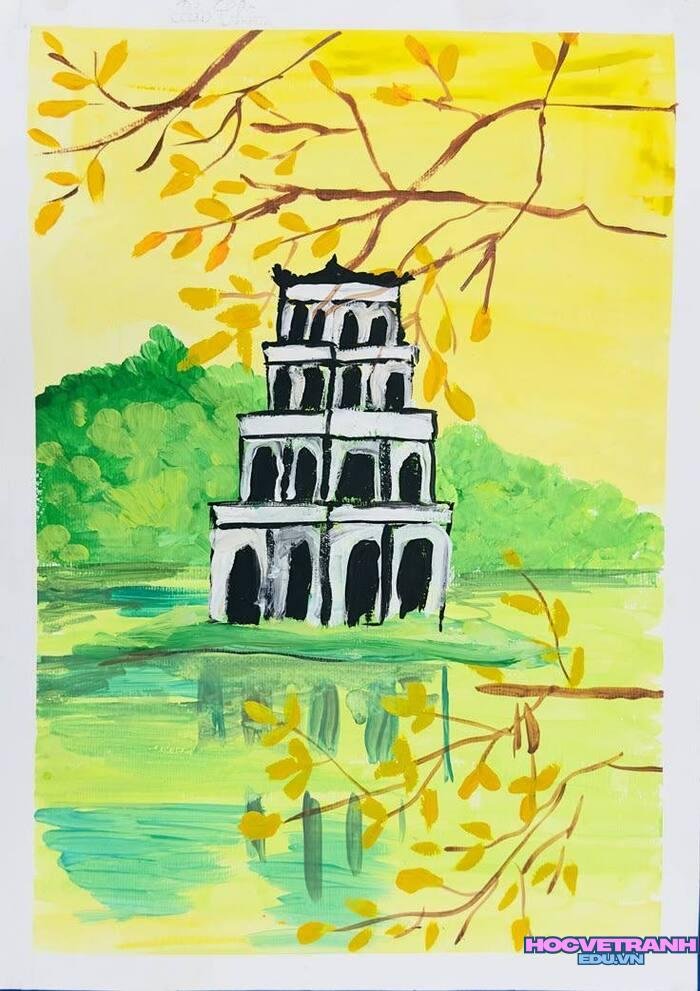 vẽ tranh hồ gươm cực đẹp