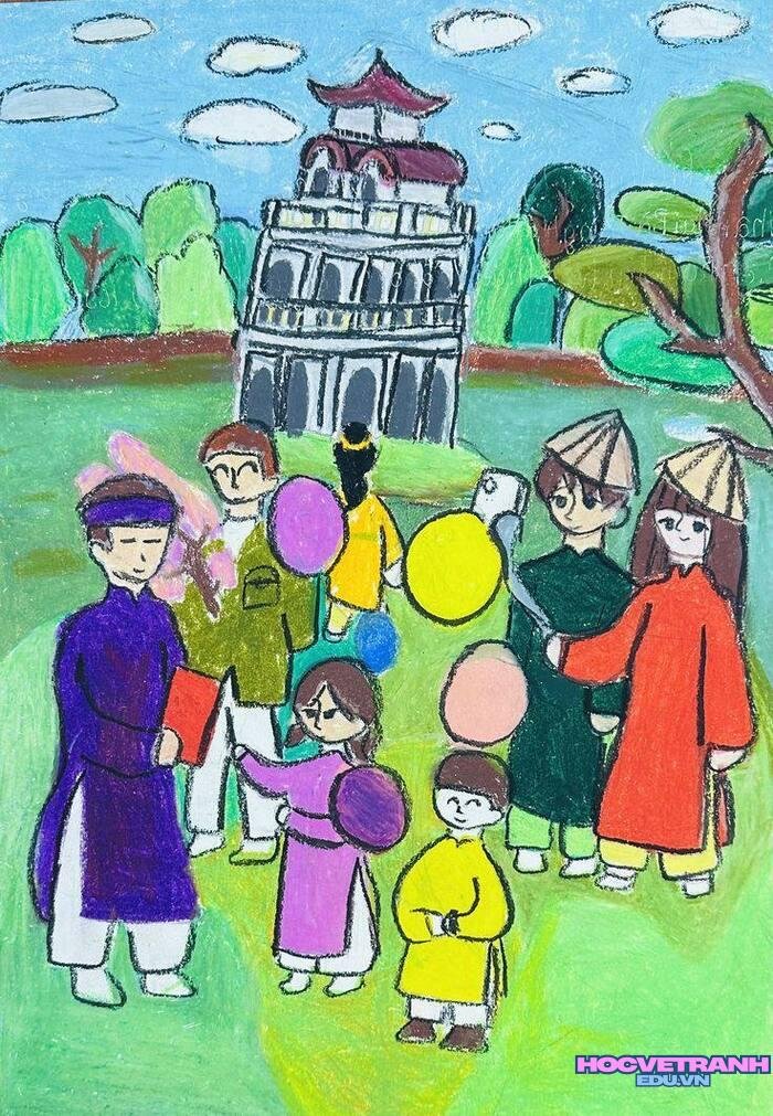 vẽ tranh hồ gươm đẹp