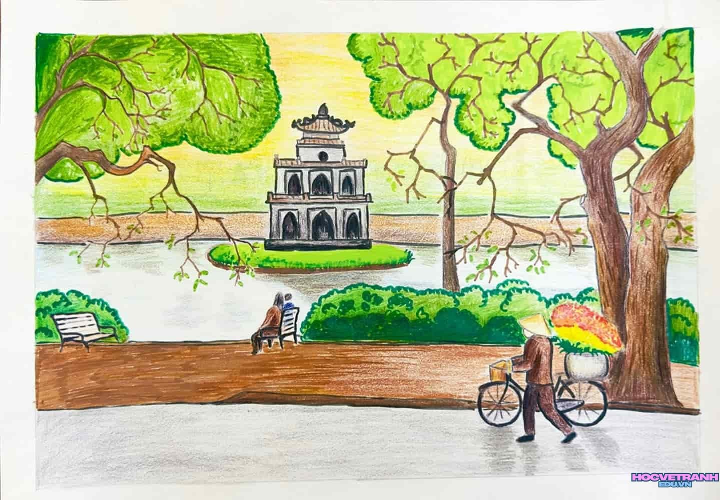 vẽ tranh hồ gươm lung linh