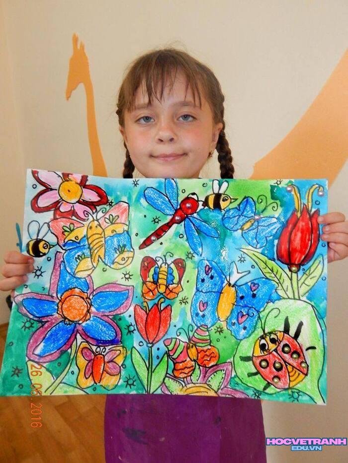vẽ tranh hoa siêu xinh
